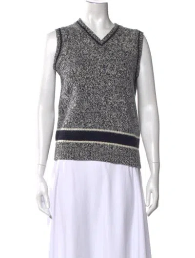 Pre-owned Dior Wool Tweed Pattern Sweater In Blue