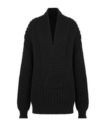 Dior Wool V-neck Knitted Sweater In Black