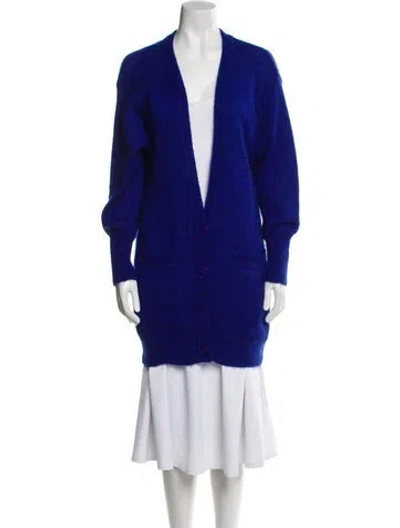 Pre-owned Dior Wool V-neck Sweater In Blue
