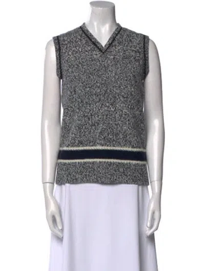 Pre-owned Dior Wool V-neck Sweater In Blue