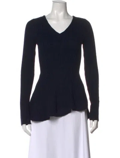 Pre-owned Dior Wool V-neck Sweater In Blue