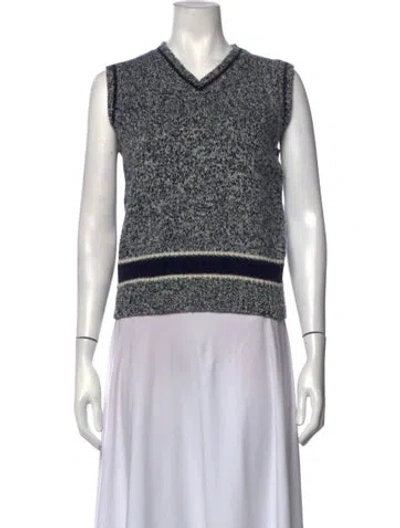 Pre-owned Dior Wool V-neck Sweater In Blue