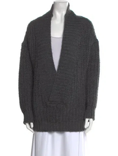 Pre-owned Dior Wool V-neck Sweater In Gray