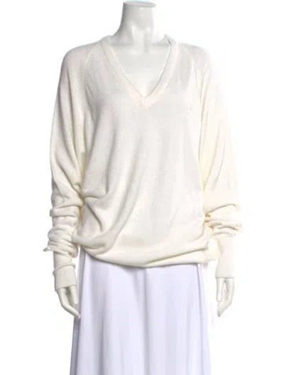 Pre-owned Dior Wool V-neck Sweater In White