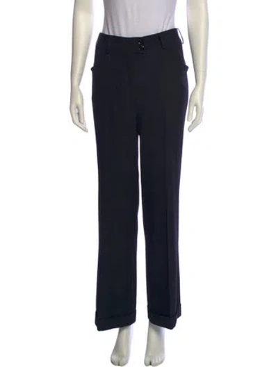 Pre-owned Dior Wool Wide Leg Pants In Black