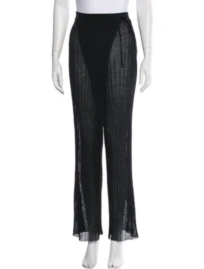 Pre-owned Dior Wool Wide Leg Pants In Black