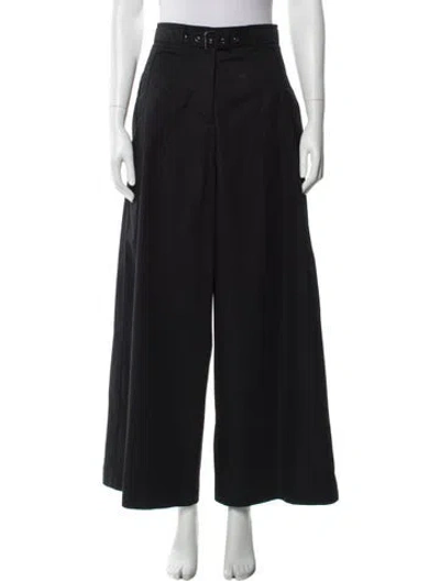 Pre-owned Dior Wool Wide Leg Pants In Black