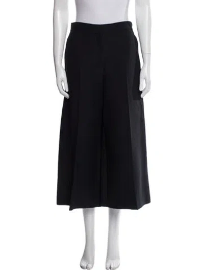 Pre-owned Dior Wool Wide Leg Pants In Black