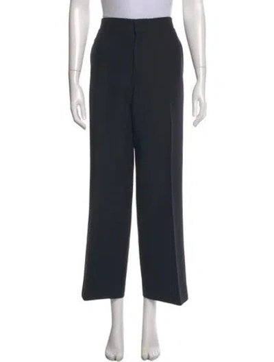 Pre-owned Dior Wool Wide Leg Pants In Black