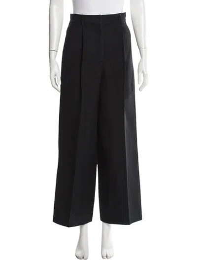 Pre-owned Dior Wool Wide Leg Pants In Black