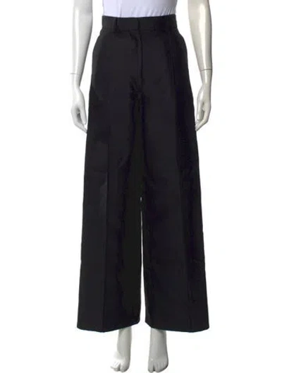 Pre-owned Dior Wool Wide Leg Pants In Black