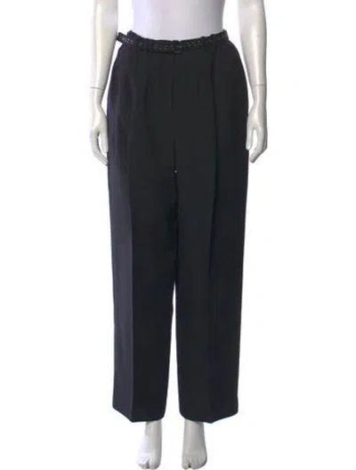 Pre-owned Dior Wool Wide Leg Pants In Black