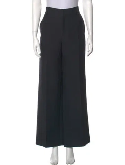 Pre-owned Dior Wool Wide Leg Pants In Blue