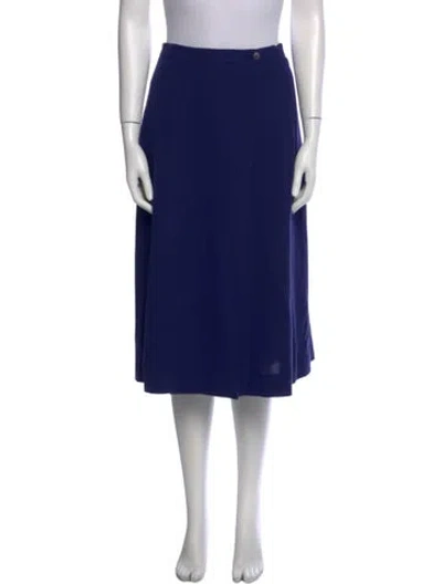 Pre-owned Dior Wool Wide Leg Pants In Blue