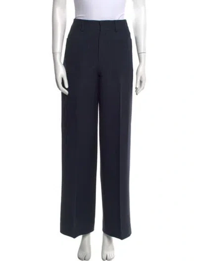 Pre-owned Dior Wool Wide Leg Pants In Blue