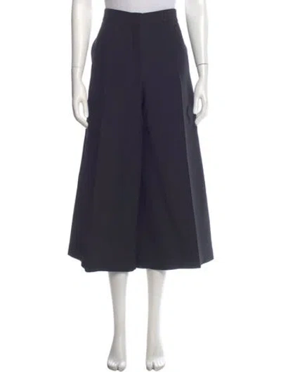 Pre-owned Dior Wool Wide Leg Pants In Blue