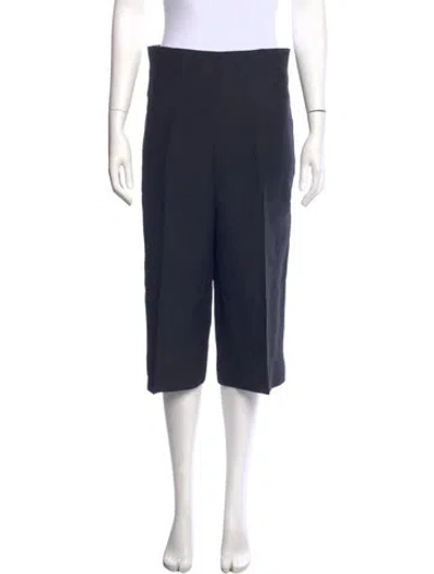 Pre-owned Dior Wool Wide Leg Pants In Blue