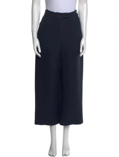 Pre-owned Dior Wool Wide Leg Pants In Blue