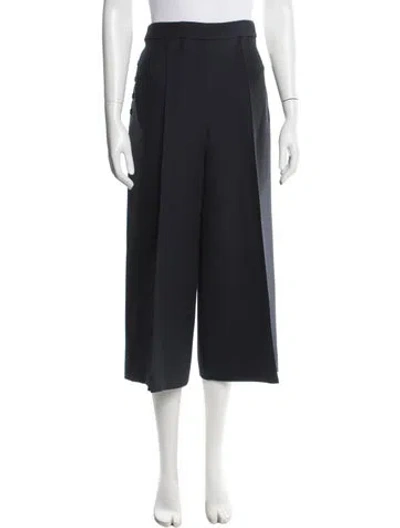 Pre-owned Dior Wool Wide Leg Pants In Blue