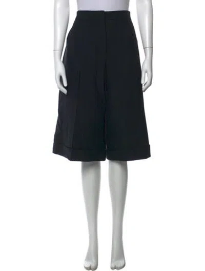 Pre-owned Dior Wool Wide Leg Pants In Blue