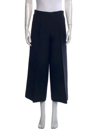 Pre-owned Dior Wool Wide Leg Pants In Blue