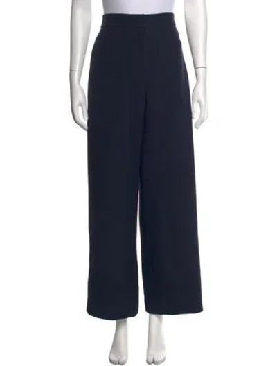Pre-owned Dior Wool Wide Leg Pants In Blue