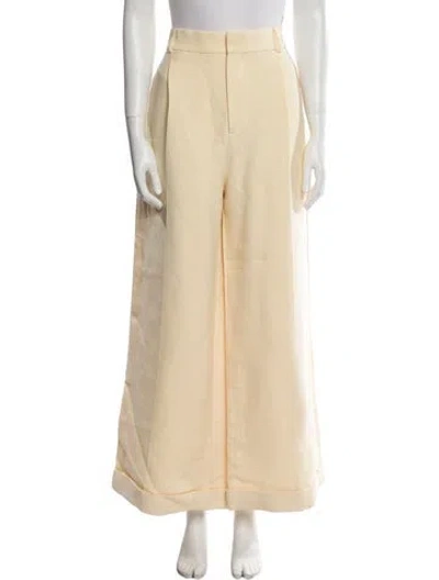 Pre-owned Dior Wool Wide Leg Pants In Neutral