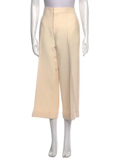 Pre-owned Dior Wool Wide Leg Pants In Neutral