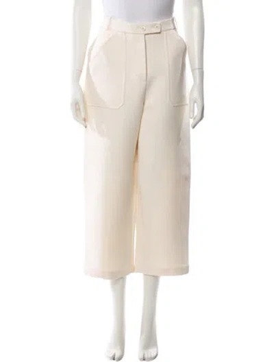 Pre-owned Dior Wool Wide Leg Pants In Neutral