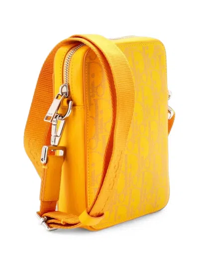 Pre-owned Dior World Tour Zip Messenger Pouch Oblique Galaxy Leather Crossbody Bag In Yellow