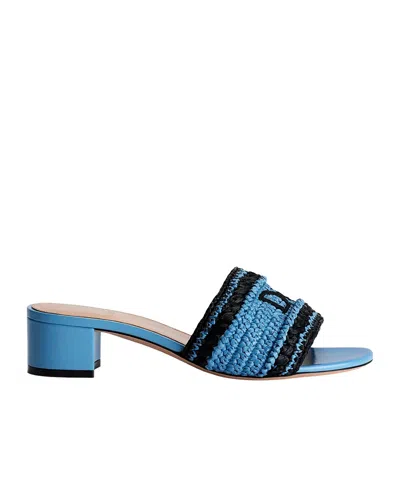 Dior Woven Heeled Slide In Blue