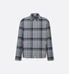 Dior Checked Zip-up Shirt Jacket In Grey