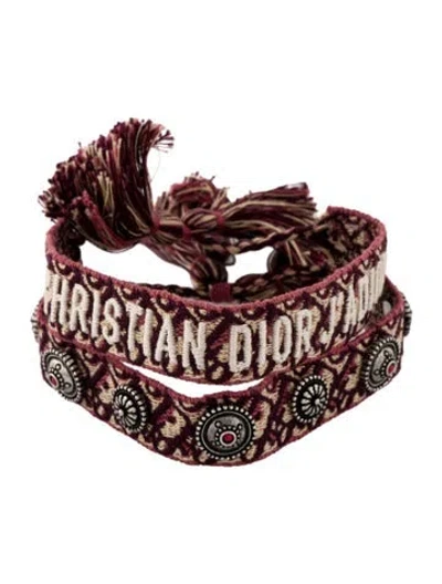 Pre-owned Dior Woven J'a Studded Friendship Bracelet Set, 9" In Multi
