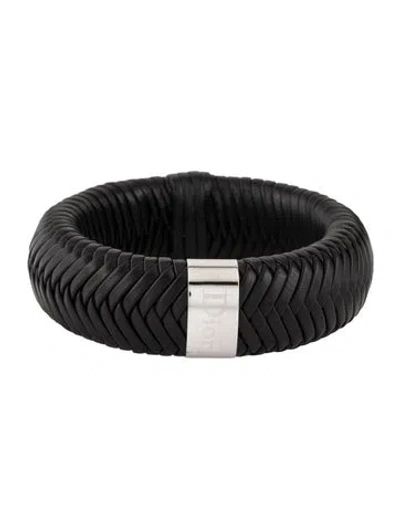 Pre-owned Dior Woven Leather Logo Bracelet Bangle, 7.75" In Multicolor