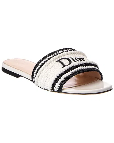 Dior Woven Raffia Sandal In White
