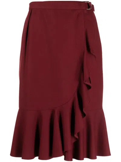 Pre-owned Dior  Wrap-around Midi Skirt In Red