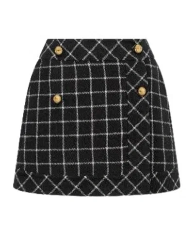 Dior Wrap Mini Checked Skirt In Black