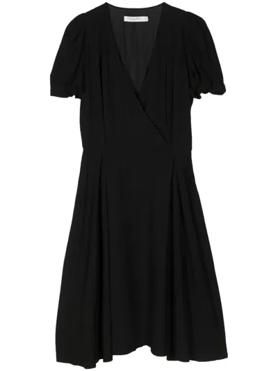 Pre-owned Dior Wraparound Silk Minidress In Black