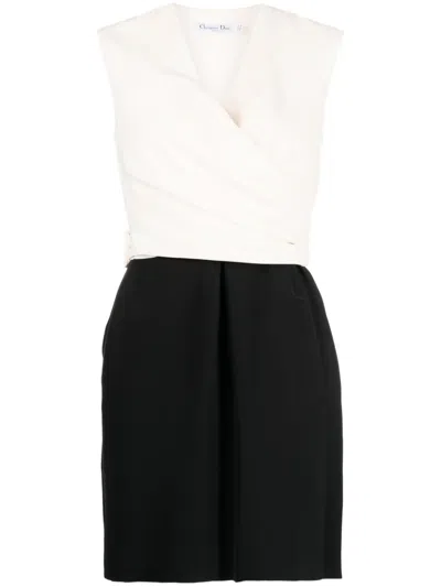 Pre-owned Dior  Wrapped Two-tone Minidress In Black/white