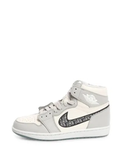 Pre-owned Dior X Air Jordan 1 High-top Sneakers In Grey