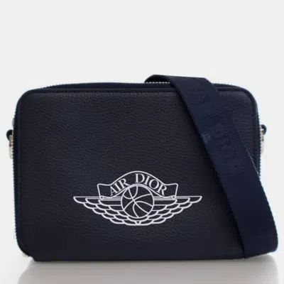 Pre-owned Dior X Air Jordan Calfskin Messenger In Black