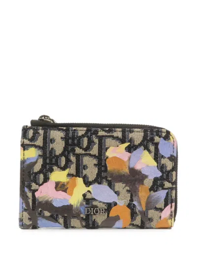 Pre-owned Dior X Alex Foxton Oblique Coin Pouch In Neutrals