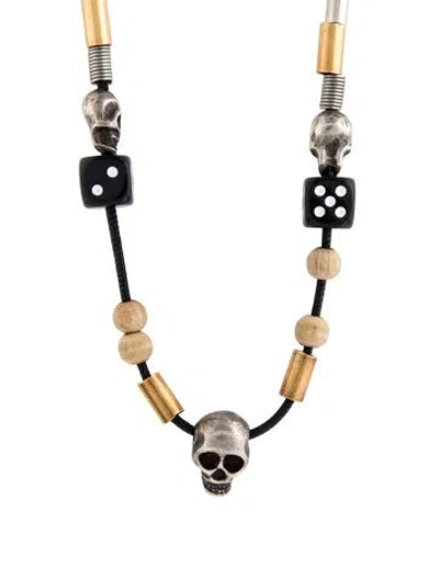 Pre-owned Dior X Ambush Wood & Bead Skull Dice Necklace, 20.25" In Multi