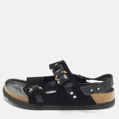 Pre-owned Dior X Birkenstock Size 40 Black Leather And Suede Slingback Sandals