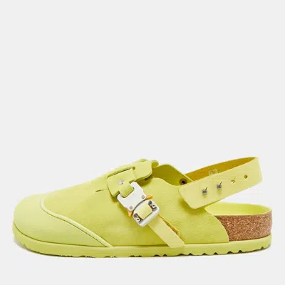 Pre-owned Dior X Birkenstock Tokio Size 43 Neon Green Suede Flat Slingback Sandals