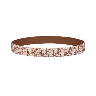 Pre-owned Dior X Cactus Jack Oblique Jacquard Belt Strap 'coffee/beige' | Brown | Men's Size 90
