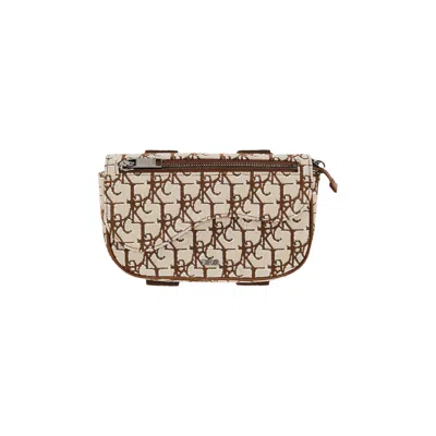 Pre-owned Dior X Cactus Jack Oblique Jacquard Saddle Arm Pouch In Cream