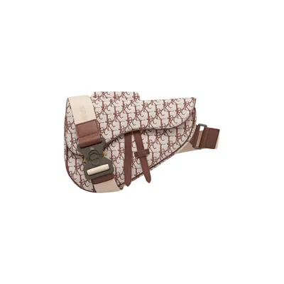 Pre-owned Dior X Cactus Jack Oblique Jacquard Saddle Bag 'coffee' In Brown