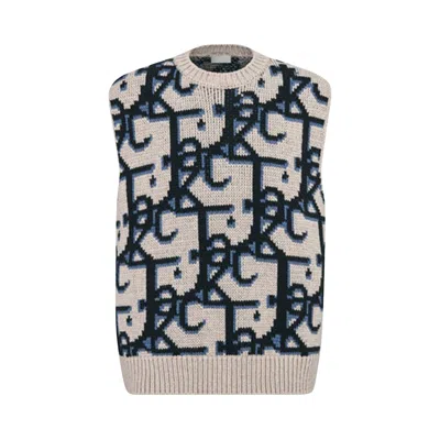 Pre-owned Dior X Cactus Jack Oversized Sleeveless Sweater 'beige/black' In Tan