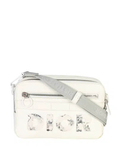 Pre-owned Dior X Daniel Arsham Safari Leather Messenger Bag In Neutral